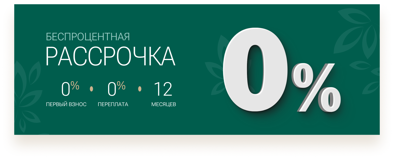 Беспроцентная рассрочка — 12 месяцев, 0% переплата, 0% первый взнос